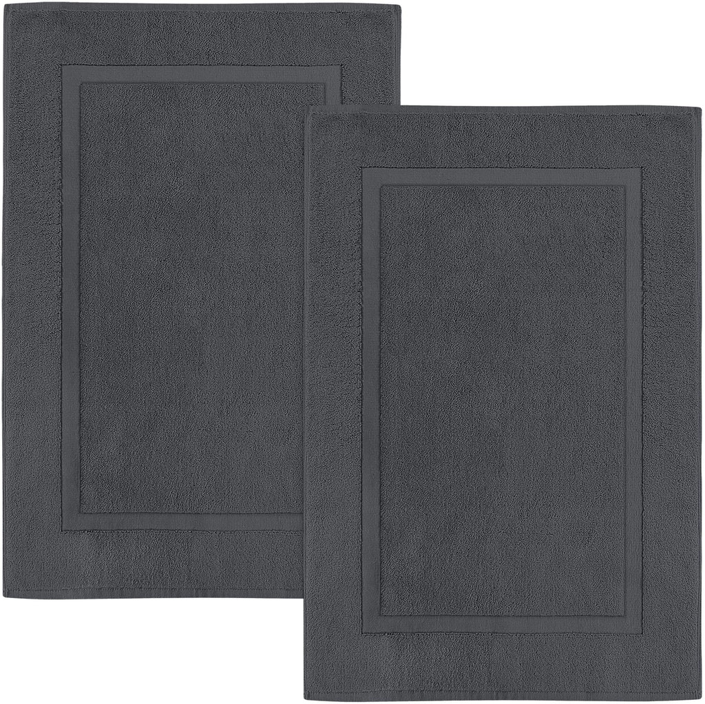 Utopia Towels Cotton Banded Bath Mats, 2 Pack, Not a Bathroom Rug, 21 by 34 Inches, 100% Ring Spun Cotton, Highly Absorbent Shower Bathroom Floor Towel, Grey