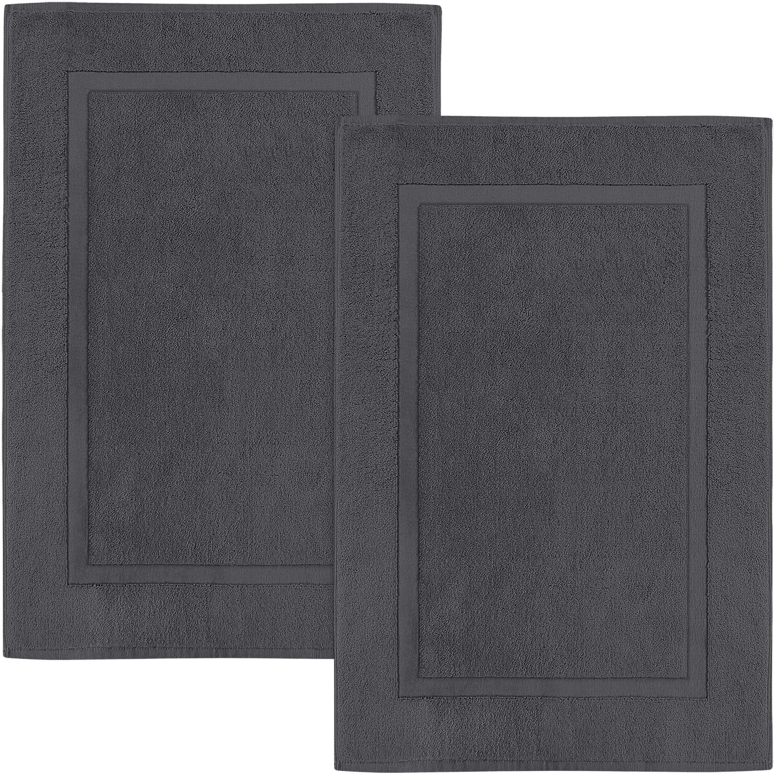 Utopia Towels Cotton Banded Bath Mats, 2 Pack, Not a Bathroom Rug, 21 by 34 Inches, 100% Ring Spun Cotton, Highly Absorbent Shower Bathroom Floor Towel, Grey