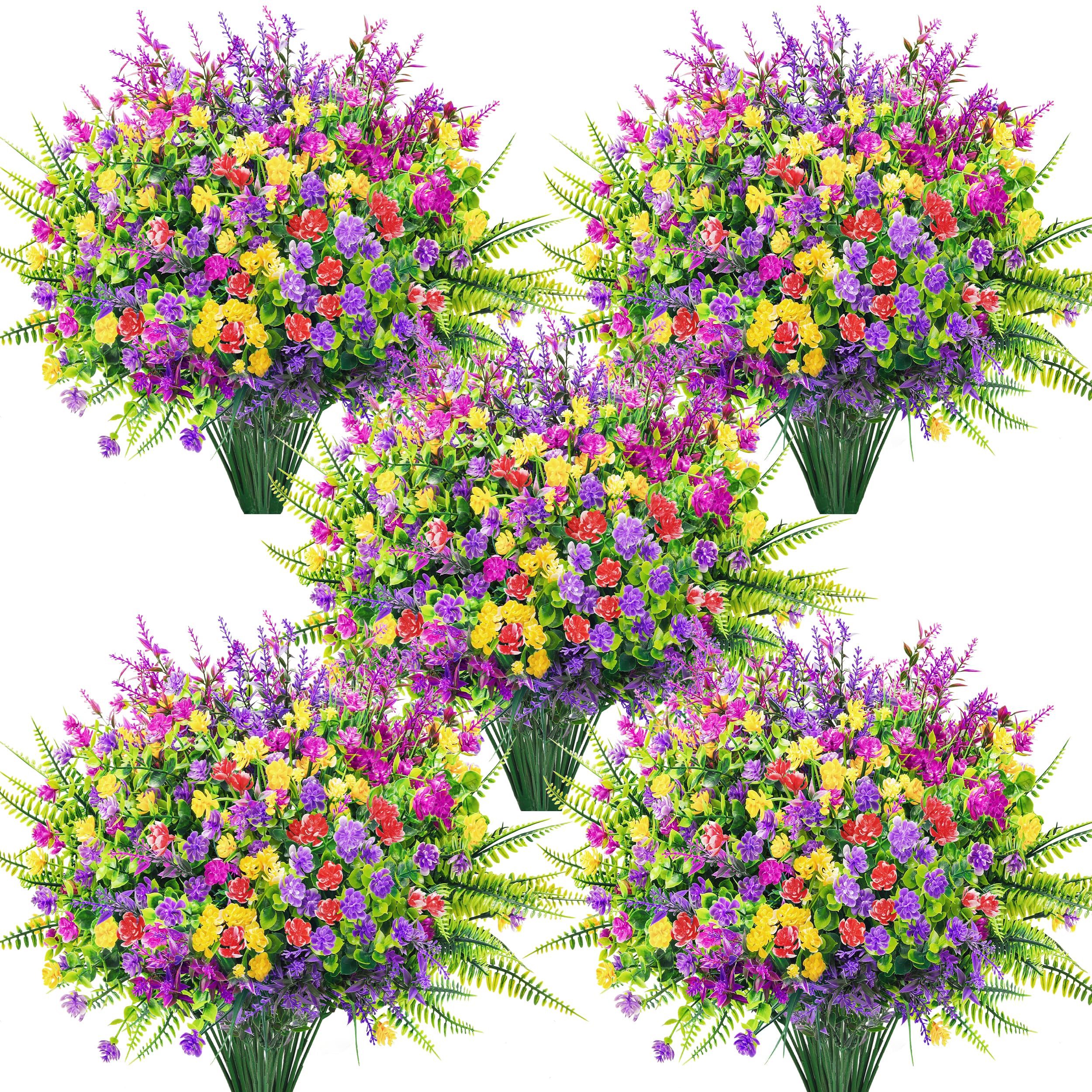 Der Rose 24 Bundles UV Resistant Fake Flowers Artificial Flowers for Outdoors for Garden Patio Porch Window Box Decor