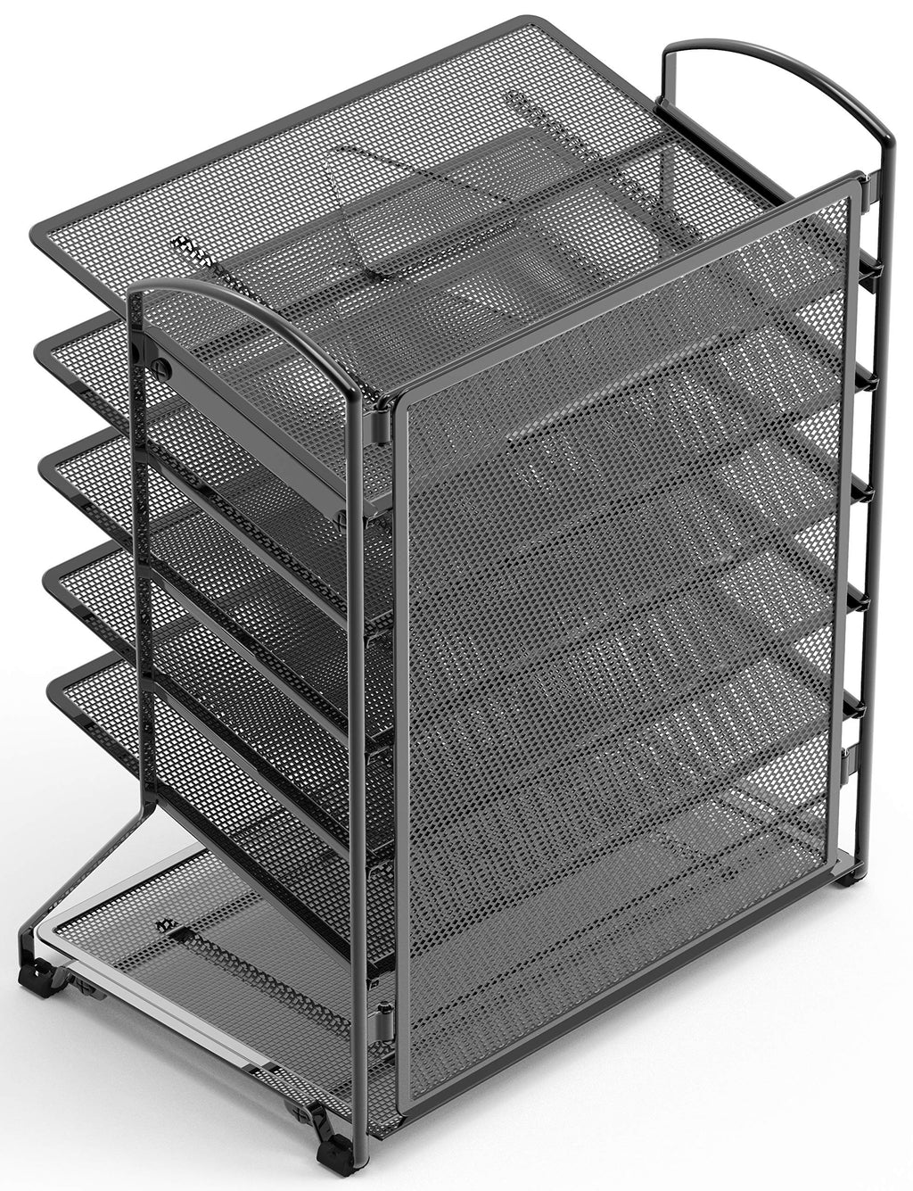 Simple Houseware 6 Tier Sliding File Organizer, Desk Letter Tray for Document and Mail Sorting, Black