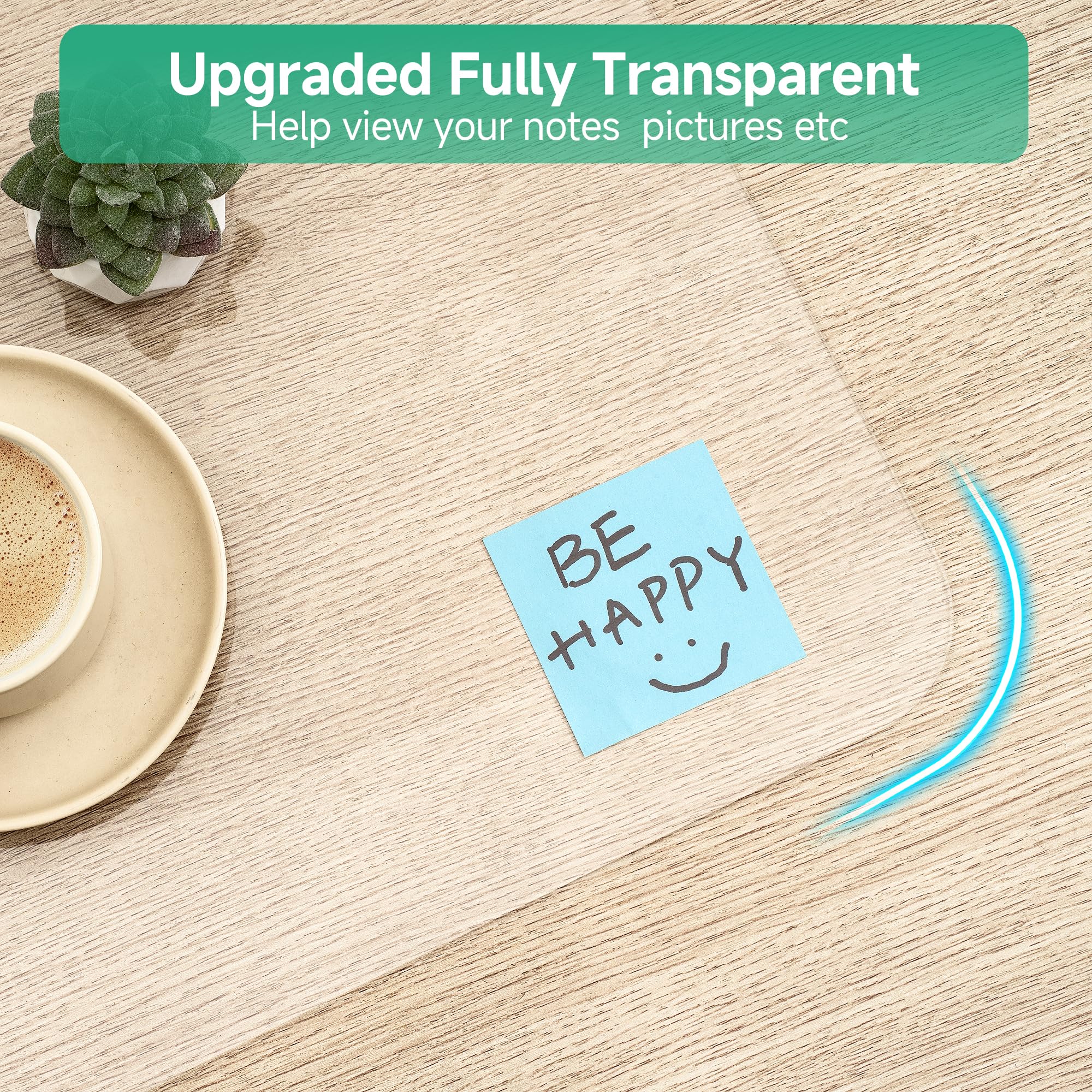 NATRKE Clear Desk Mat Pad, 35.4"x15.7" Large Transparent Computer Desk Mat Plastic Desktop Protector, PVC Writing Pad with Round Edge, Waterproof Wipeable Non-Slip Table Protector for Home Office