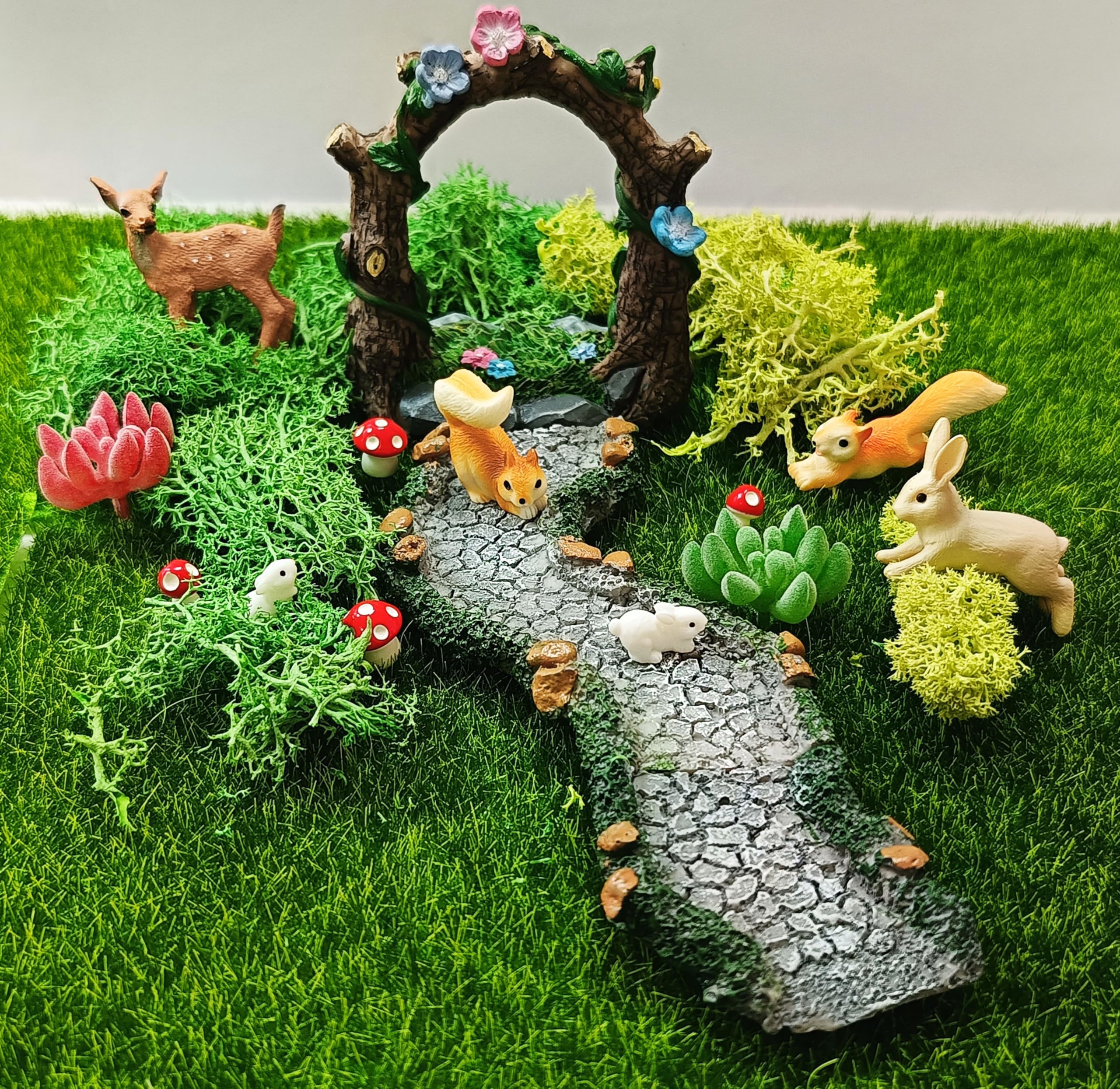 QuarenDen 27 Pcs Fairy Garden Accessories, Fairy Garden Kit, Garden Archway, Resin Path, Miniature Garden Figurines, Fairy Wild Garden Supplies for DIY Dollhouse