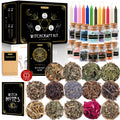 Wyspell Witchcraft Supplies Kit - 54PCS - Witch Kit for Altar: Spell Candles, Dried Herbs, Healing Crystals in Jars - Wiccan Supplies & Tools - Witchy Gifts for Beginners