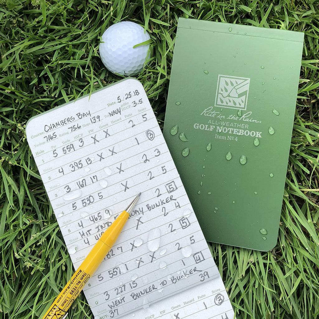 Rite in the Rain All Weather Golf Notebook, 3.5" x 6", Green Field Flex, Club Yardage Book & Hole Notes (No. 4)
