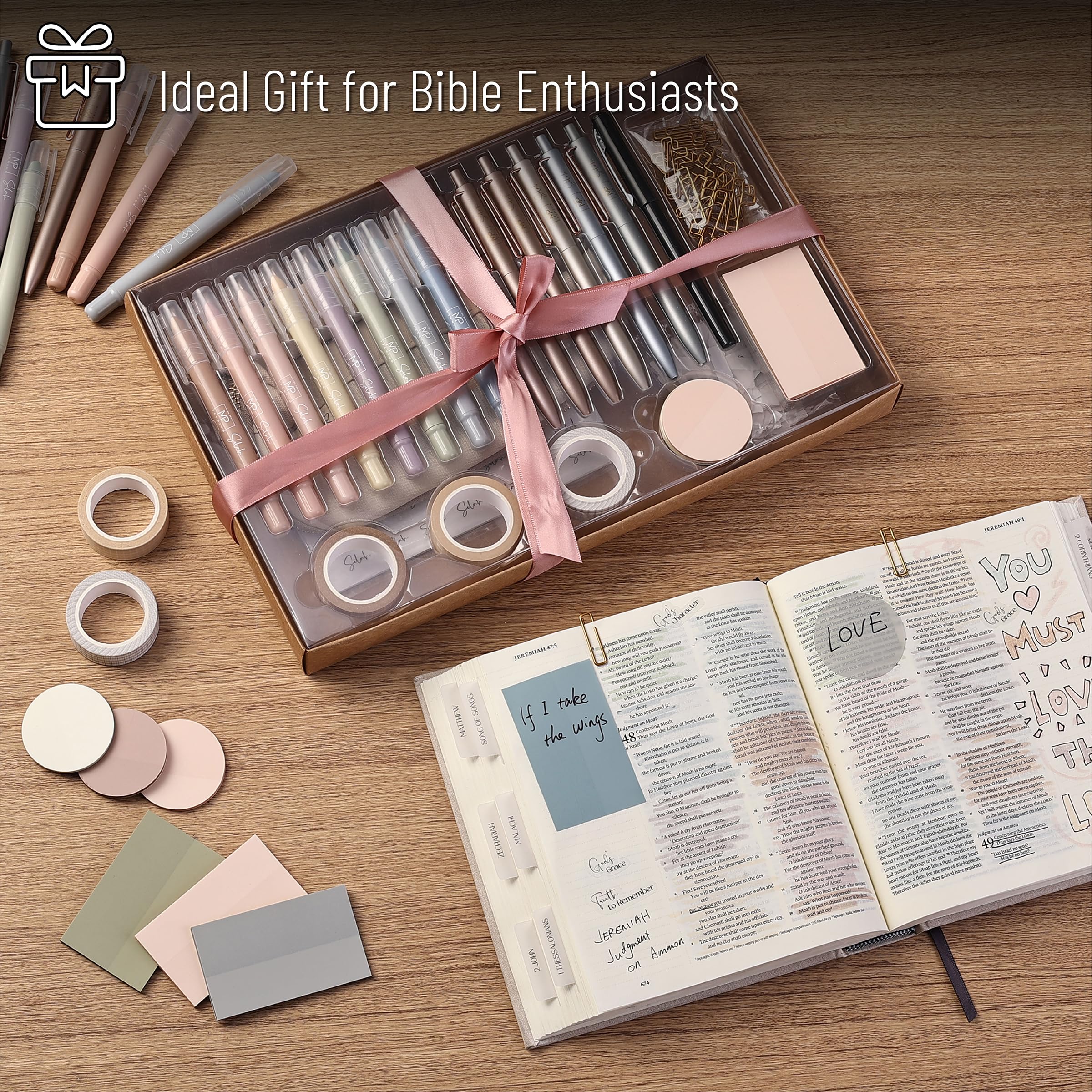 Mr. Pen- Bible Journaling Set (Selah Collection), Highlighters and Pens No Bleed, Scripture Markers, Washi Tape, Bible Tabs