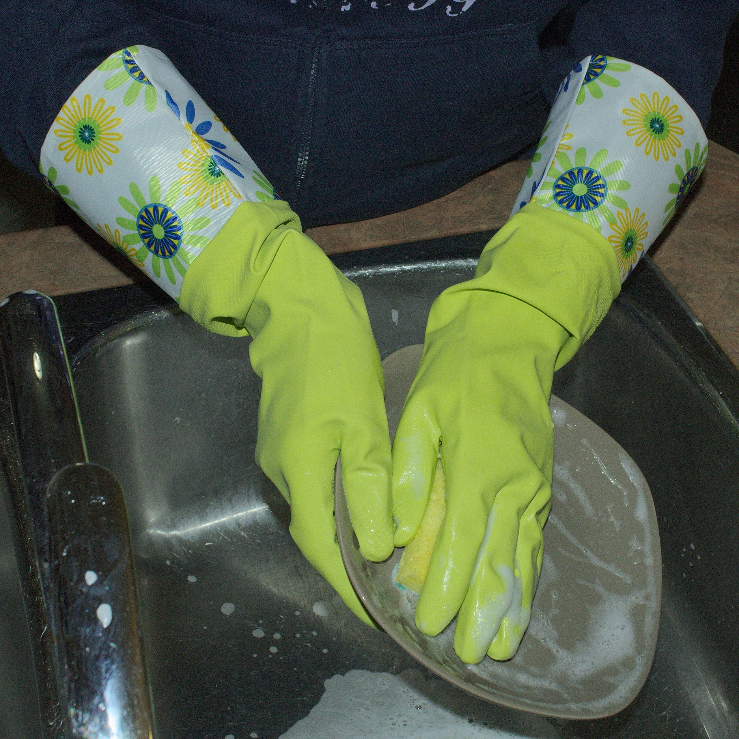 Reusable Waterproof Household Rubber Latex Cleaning Gloves, Kitchen Gloves - Pack of 3 (3, M)