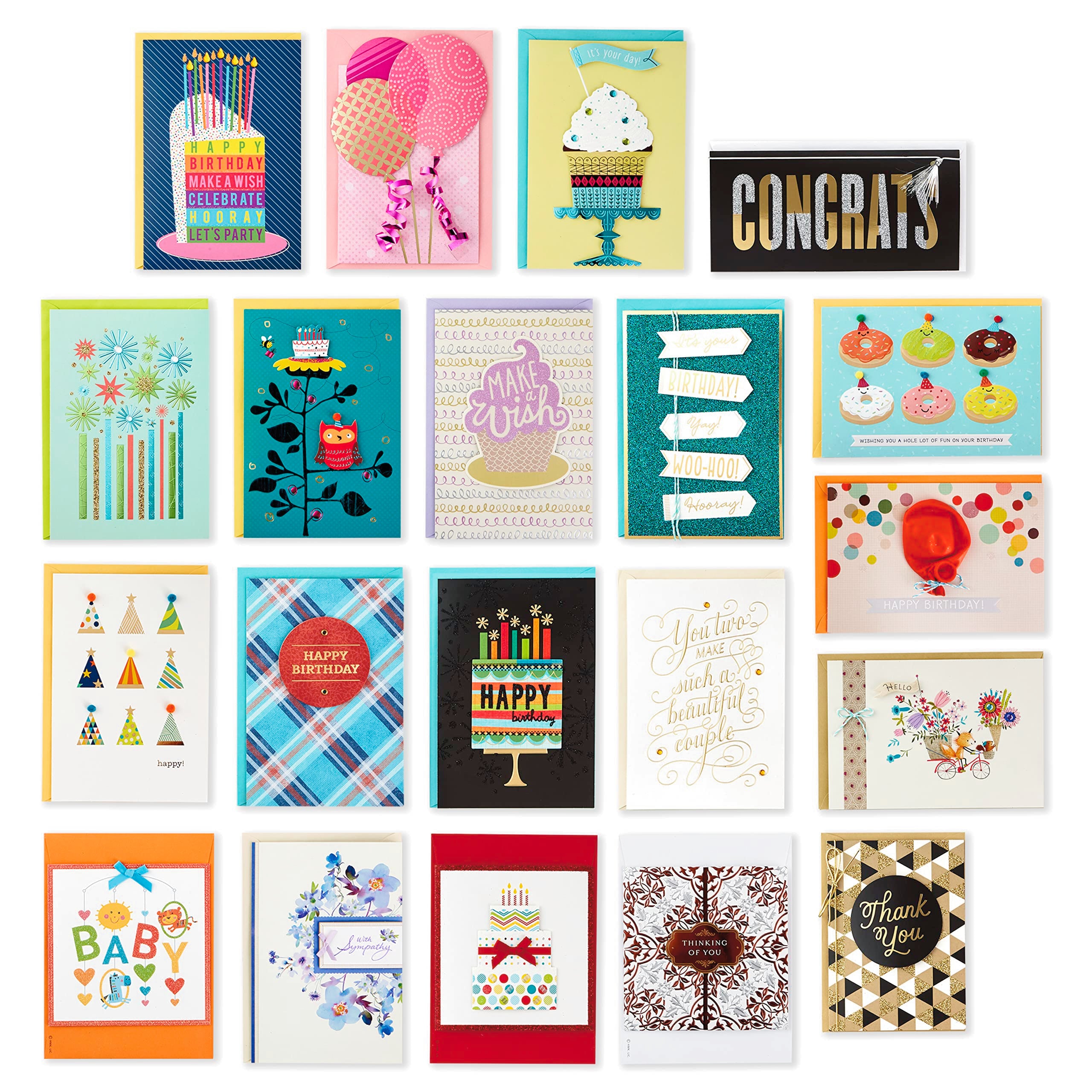 Hallmark Handmade All Occasion Boxed Greeting Card Assortment, Pink Floral (Pack of 20)—Birthday Cards, Baby Shower Cards, Wedding Cards, Sympathy Cards, Thinking of You Cards, Thank You Cards